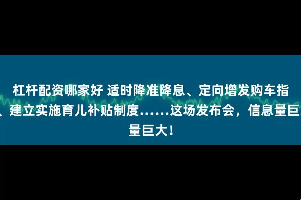 杠杆配资哪家好 适时降准降息、定向增发购车指标、建立实施育儿补贴制度……这场发布会，信息量巨大！