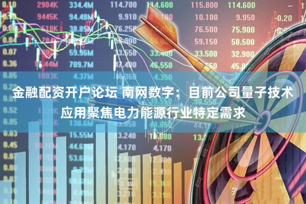金融配资开户论坛 南网数字：目前公司量子技术应用聚焦电力能源行业特定需求